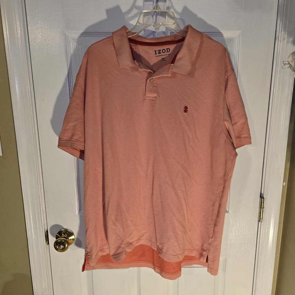 IZOD Advantage Polo Shirt Mens XXL Short Sleeve‎ Peach Casual Golf